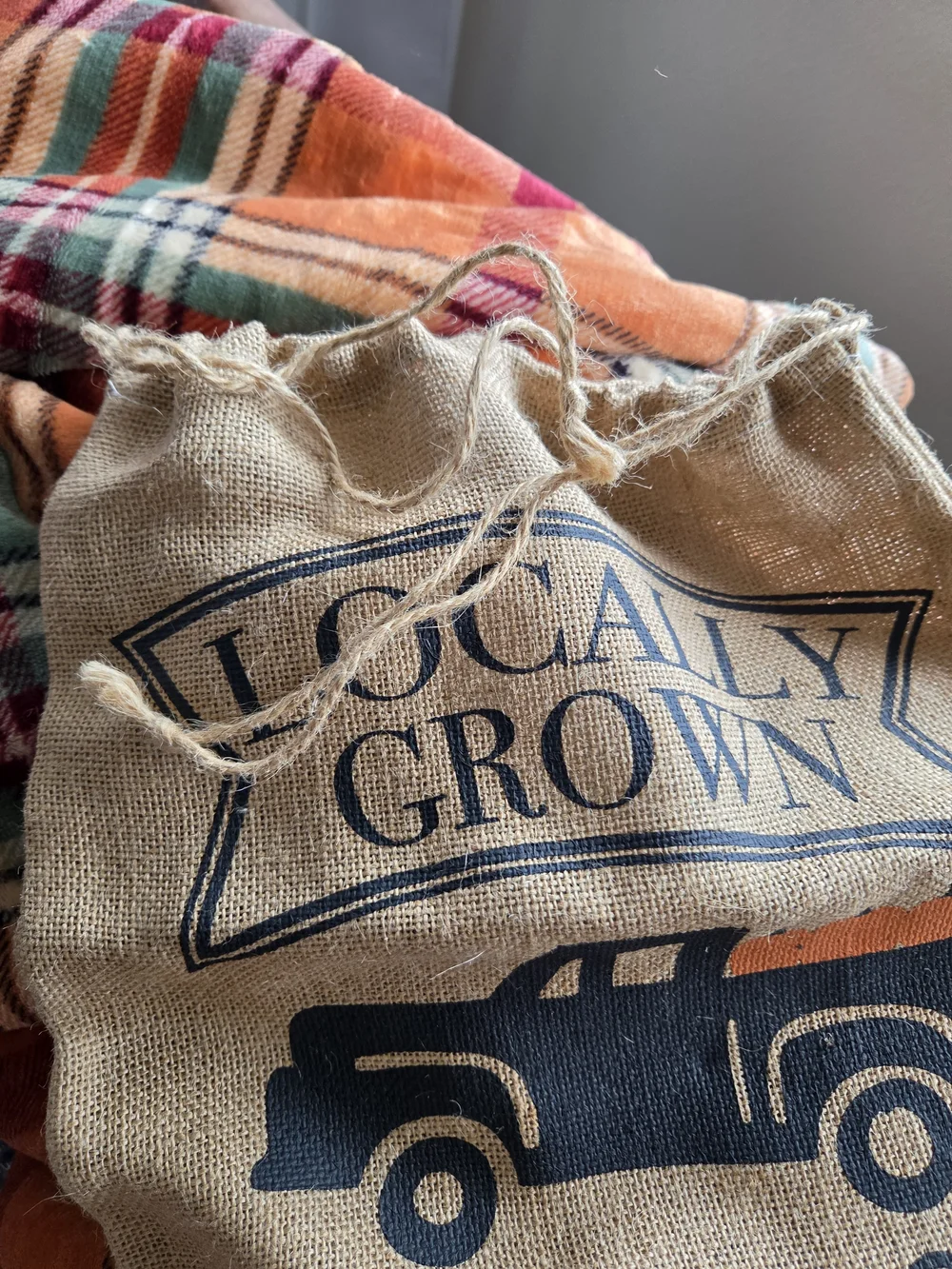 Target Burlap 'Locally Grown Apples & Pumpkins' Tote - Black & Orange